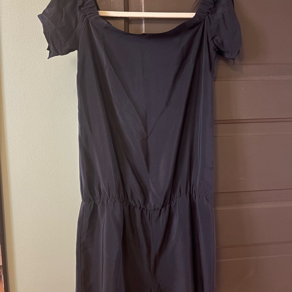 Classic Black Off the Shoulder Women's Gathered Waist Romper